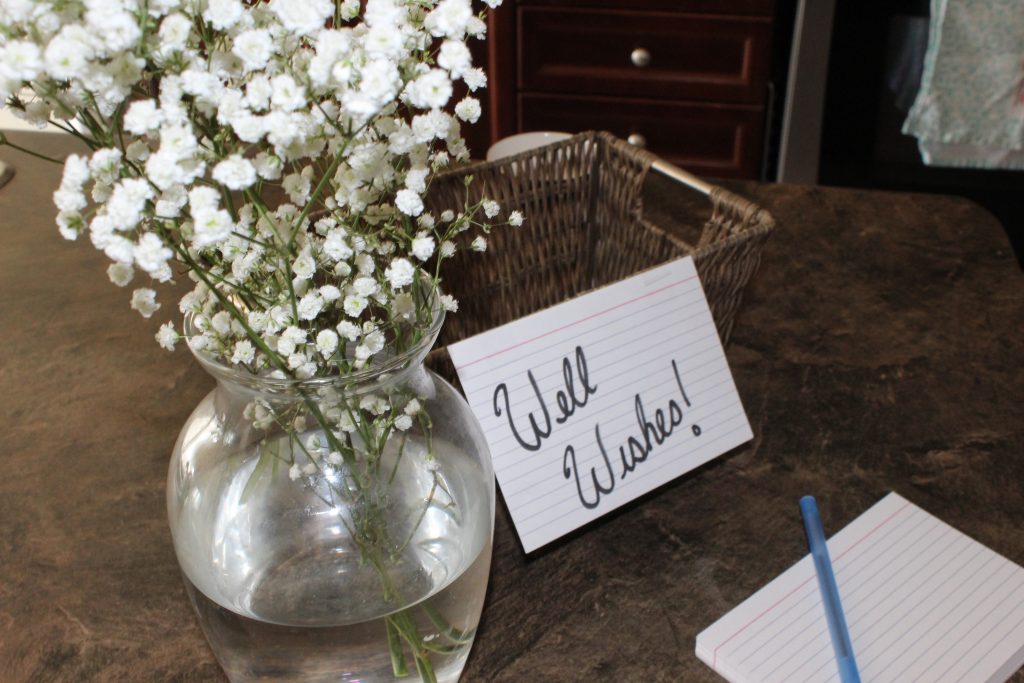 Have a "well wishes" basket for guests to leave their advice and love for the bride to be. It's a beautiful keepsake for the guest of honour. 