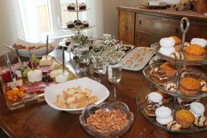 Serve a variety of finger foods so that guests of the bridal shower can snack and chat throughout the afternoon.